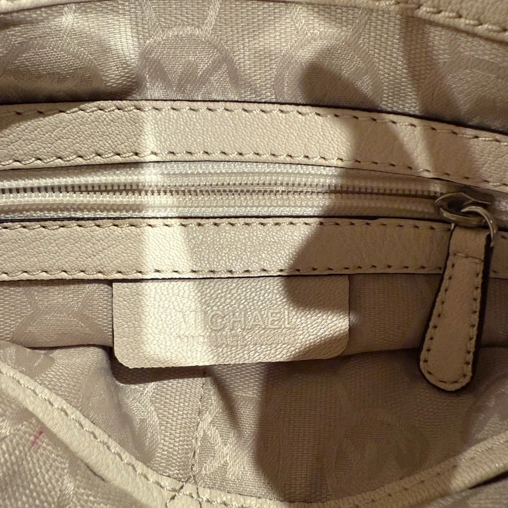 Michael Kors Cream Satchel with Silver Accents - Picture 5 of 10